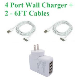  Wall Charger Power Adapter for iPad iPhone iPod 2 6ft Sync Cord