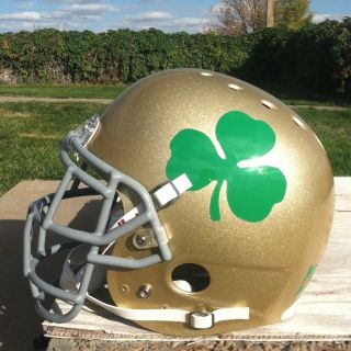 Notre Dame Fighting Irish Football Helmet w Shamrock Decals WOW