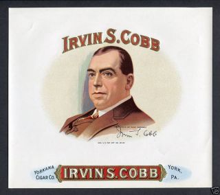 Irvin s Cobb Cigar Label Yorkana Cigar Co York PA