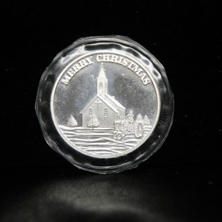  Christmas Country Church Round Troy Ounce 999 Fine Silver Eagle