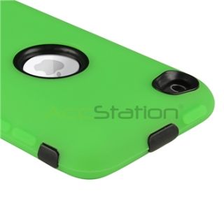  Green Hard Silicone Skin Case Cover for iPod Touch 4 4G 4th Gen