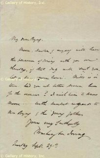 Washington Irving Autograph Letter Signed 9 29