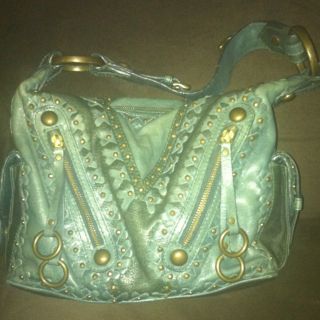 Isabella Fiore Hobo Studded Turquoise Leather