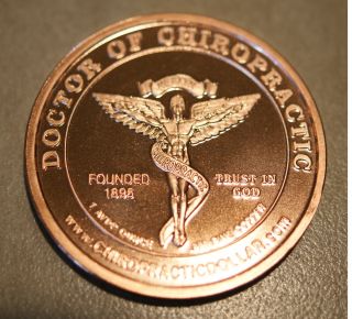 2012 Healing Hand Chiropractic Dollar 1 Ounce 999 Fine Copper