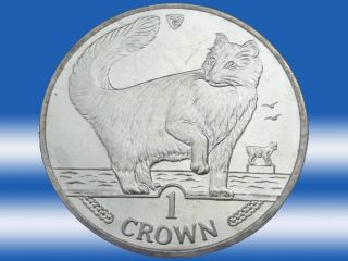 Isle of Man 1991 Norwegian Forest Cat Crown Coin