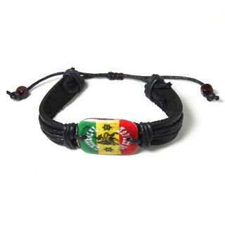  Lion of Judah Rasta Leather Bracelet Reggae Marley Africa Irie