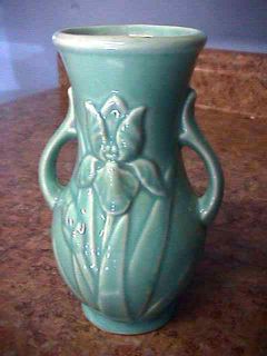 USA Pottery Vase with Embossed Iris