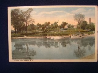 Island Park, Fargo, North Dakota. Postmarked 1916. Fine color and