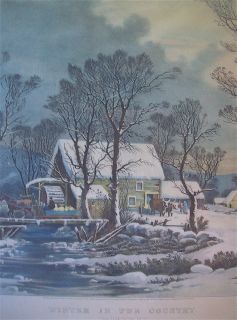 Original 1862 Currier and Ives Lithograph EC Print Hand Colored Large