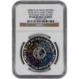 2008 Isle of Man Titanium & Silver Crown Year of Planet Earth   NGC