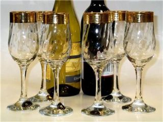 PRE HOLIDAY SALE  NEW ITALIAN CRYSTAL WINE GLASSES,Gold Trim