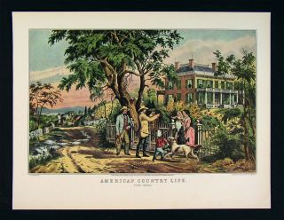 Currier Ives Print American Country Life October Afternoon Plantation