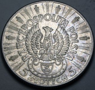 Poland 5 Zlotych 1934 w Silver Jozef Pilsudski Key Coin