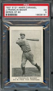 1921 E121 80 J. Franklin Baker   New York Yankees   HOF   PSA 5   1/3