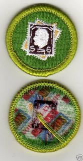 Stamp Collecting M Badge Type J w Scout Stuff Backing
