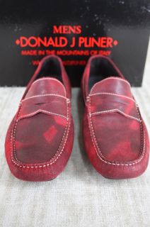Donald J. Pliner Mens Vince Red Distressed Suede Loafers size 9 $210