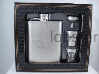 Jack Daniels Large Flask Gift Set w Shot Glasses Funnel New in Box
