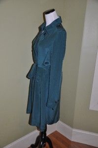 Crew Collection Silk Trench Dress 10 New $395 Emerald Green Sold Out