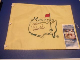 JACK NICKLAUS ARNOLD PALMER DUAL SIGNED UNDATED MASTERS FLAG W/ TICKET