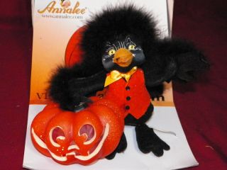 New Halloween Collectible Annalee Jack O Lantern Black Crow Doll 2009