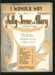 Sally Irene Mary 1922 I Wonder Shy BWY Sheet Music
