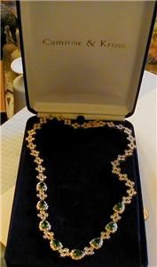 Jackie Kennedy Faux Emerald and Simulated Diamond Necklace