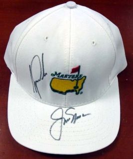 Jack Nicklaus Tiger Woods Autographed Signed Masters Hat JSA X18587
