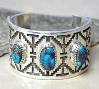 Navajo Rug Bracelet Tommy Jackson Sterling Silver Gem Grade Bisbee