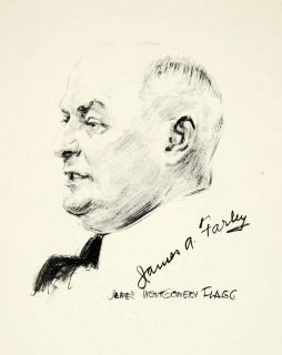 1951 Print James Aloysius Farley Montgomery Flagg Portrait Character
