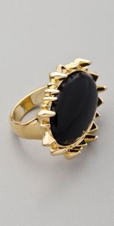 House of Harlow 1960 Spike Black Cabachon Cocktail Ring