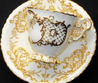 Antique WT Copeland Spode Gold Daisy Feet Cup and Saucer