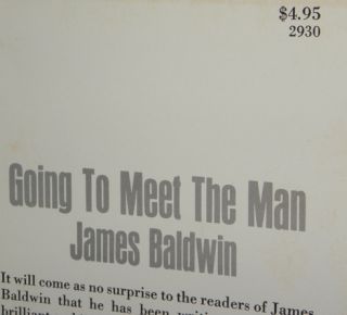 James Baldwin   Going to Meet the Man   1965 HCDJ 1st 1st SUPERB   NR