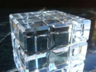 Vintage Colle Glass Crystal Rubicks Cube w Crystal Box