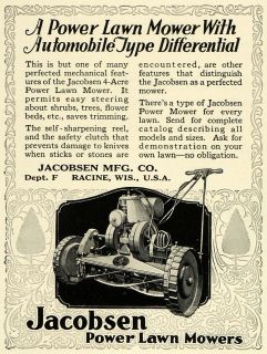 1925 Ad Jacobsen Power Lawn Mowers Racine Wisconsin   ORIGINAL