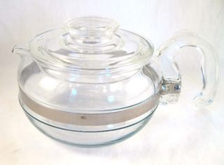 Vintage Pyrex Flameware Glass Teapot 6 Cup 8446 B Blue Tint
