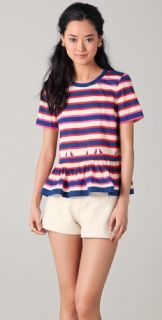Marc by Marc Jacobs Flavin Striped Peplum Blouse