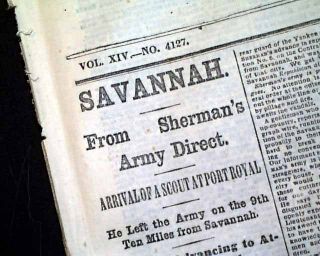1864 WILLIAM T. SHERMAN Savannah GA Georgia Jesse James ? Civil War in