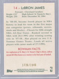 Bowman 1948 Style Miami Heat Lebron James Limited Print Blue Border