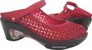 Jambu $119 Journey Nubuck Leather Peep Toe Clog Wedge Mule Sandal 8 5