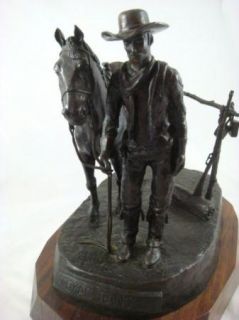  edition signed western bronze sculpture texas ranger bob johnson