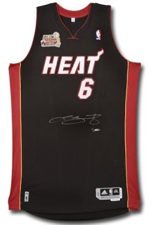 Lebron James Signed 2012 Heat Champ Logo Patch Authentic Jersey UDA Le
