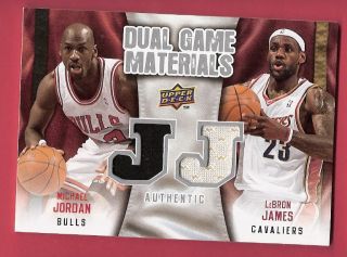 Lebron James Michael Jordan Game Used 2 Jersey Card Chicago Bulls