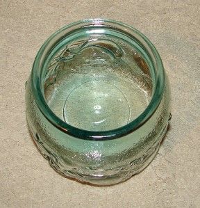 Vintage Green Glass Fruit Design Jar