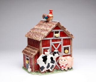 Appletree Design Barn Yard Cookie Jar Ceramic Country Canister Cow Pig