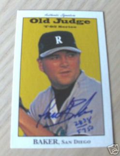 Jared Baker Auto Signed San Diego Padres Card