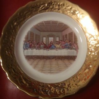 Decorative Plate Last Supper Encrusted in 22K Gold Made in USA Crown O