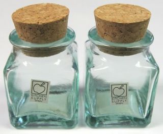 KSC Mini Cube Glass Jar with Cork Lid Set of 2 5096