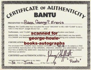 Together with a Certificate of Authenticity, #07 10, Bantu, June 30