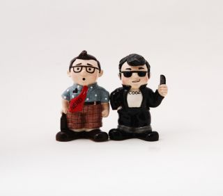 Book Nerd and Cool Guy Buddy Magnectic Ceramic Salt Pepper Shakers