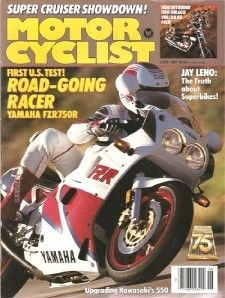 June 1987 Motorcyclist Jay Lenos Battle of The Superbikes Yamaha
